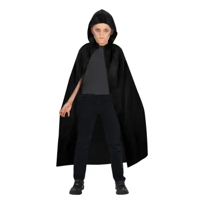 Svart Cape med Huva för Barn