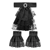 Svart Halskrås med Spets - One size