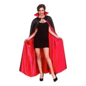 Vampyrcape i Satin Svart/Röd med Ståkrage - One size