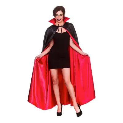 Vampyrcape i Satin Svart/Röd med Ståkrage - One size