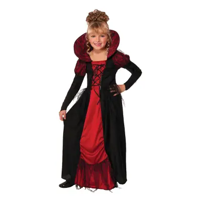 Vampyrflicka Barn Maskeraddräkt Röd Och Svart