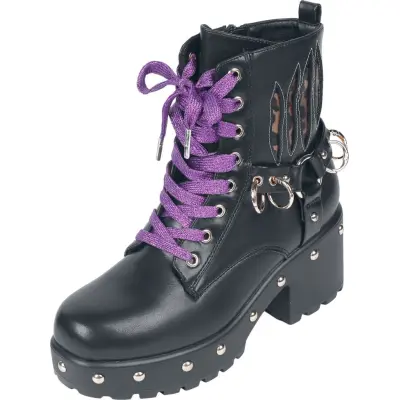KOI - Gothic Känga - Monster High - Lucia Werewolf Military Studded Boots - EU36 EU43 - för Dam - svart