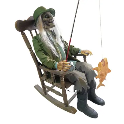 Animerad Gungande Fiskare Zombie Prop