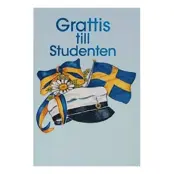 Dubbelkort Mini Grattis till Studenten Ljusblå