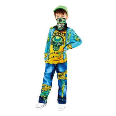 Zombie Gamer Barn Maskeraddräkt - X-Large