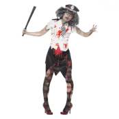 Zombie Kvinnlig Polis Maskeraddräkt L