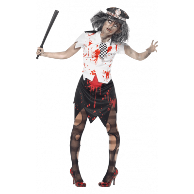 Zombie Kvinnlig Polis Maskeraddräkt S