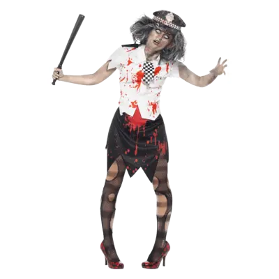 Zombie Kvinnlig Polis Maskeraddräkt S
