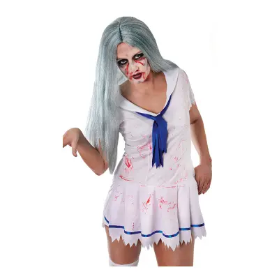 Zombie Lång Grå Peruk