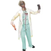 Zombiedoktor-dräkt, vit och grön S